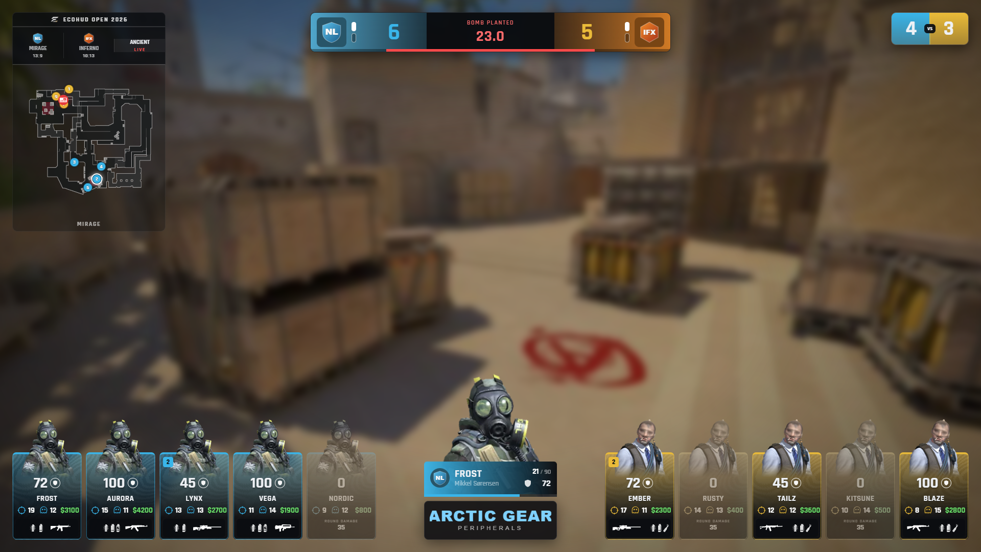Bravo HUD in a live CS2 match